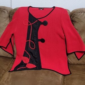 Tivoli Red and Black Women's Cardigan